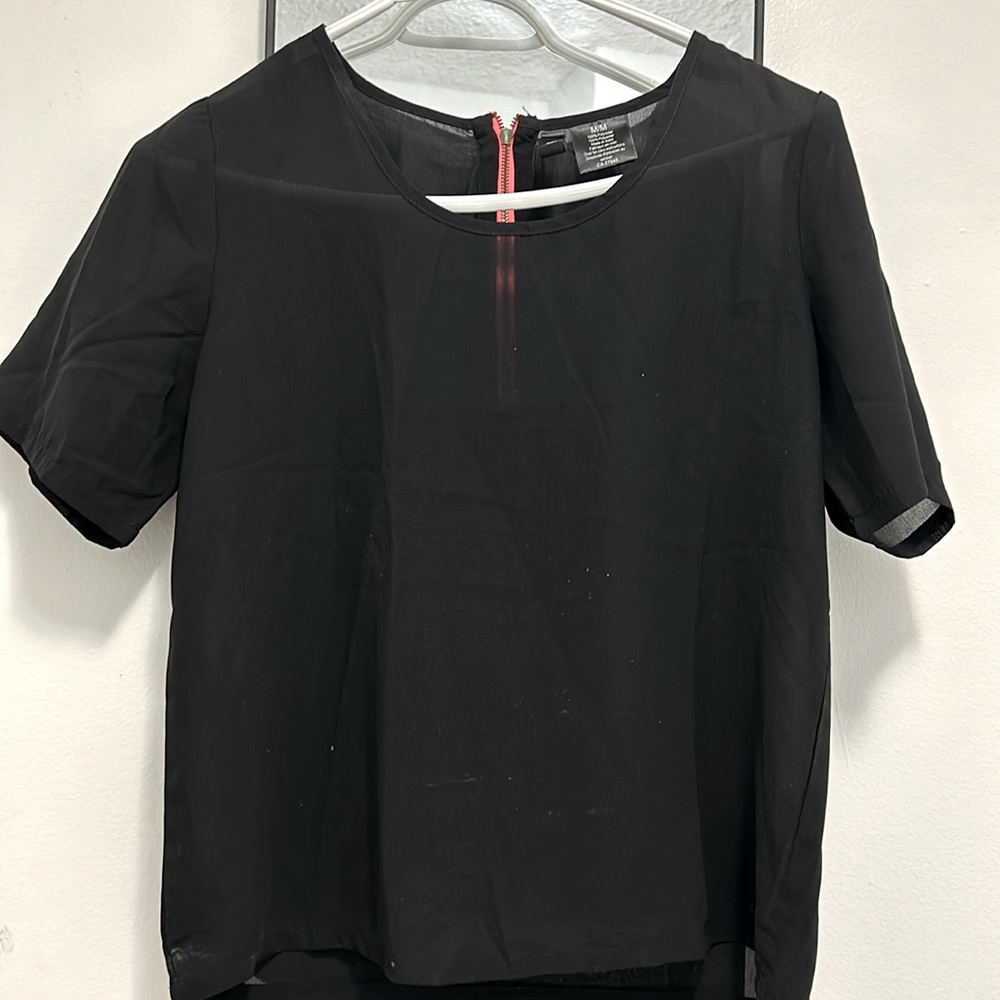 Black sheer chiffon blouse